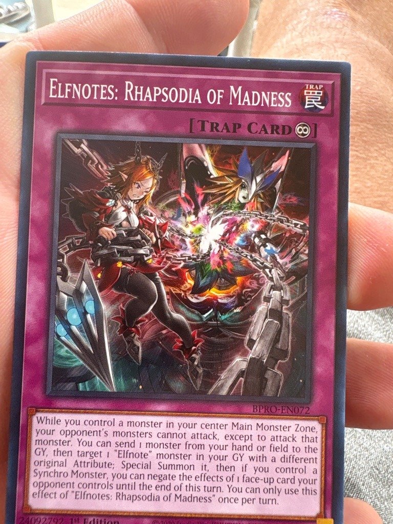 Custom or fan-made 'Elfnotes: Rhapsodia of Madness' Yu-Gi-Oh! card